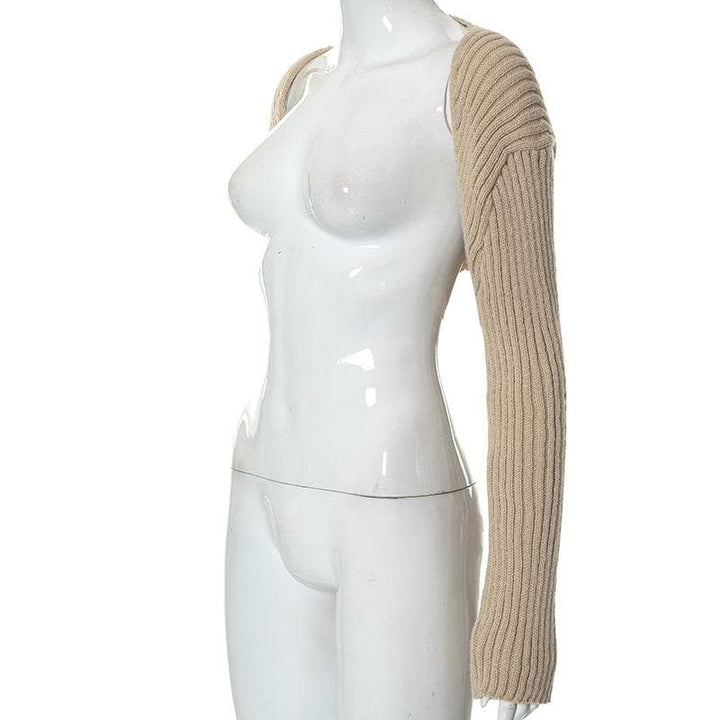 Long sleeve knitted solid shrug top-final-sale
