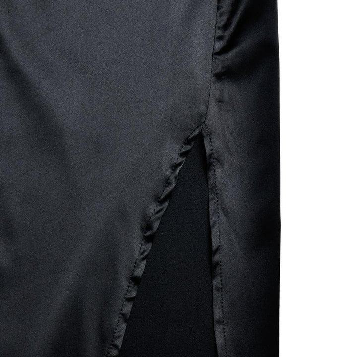 Long sleeve crewneck lace hollow out high slit cut out maxi dress  | Festival Outfits Women