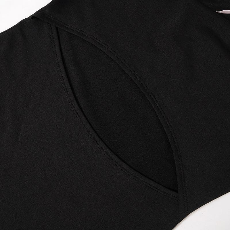 Hollow out bowknot solid backless tube cut out mini dress