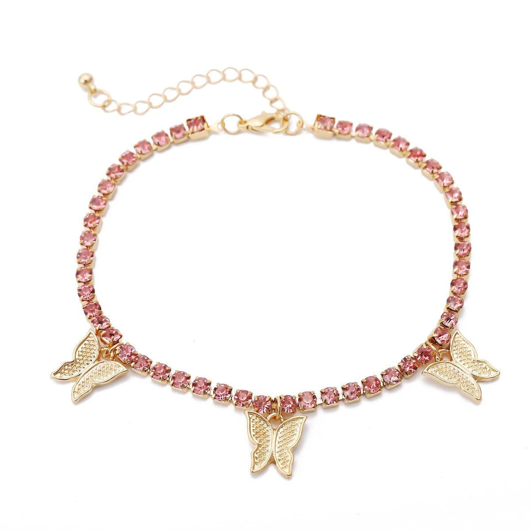 Ankle mai siffar malam buɗe ido mai siffar rhinestone
