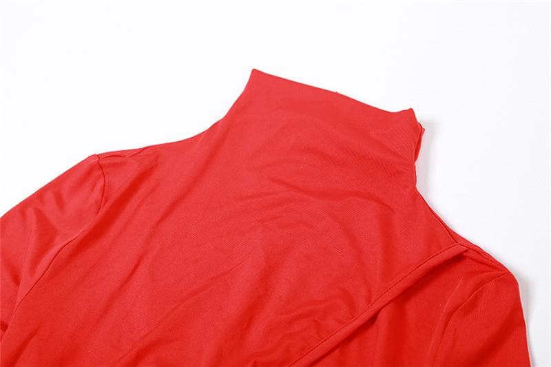 Hollow out solid long sleeve high neck zip-up cut out maxi dress  | Festival Outfits Women