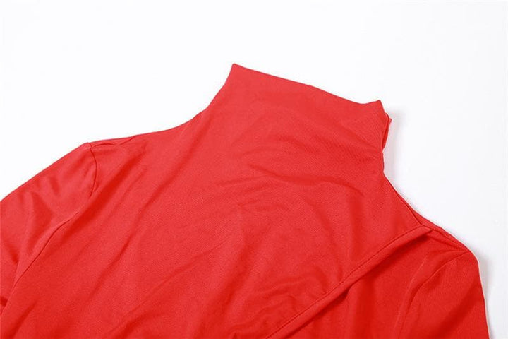 Hollow out solid long sleeve high neck zip-up cut out maxi dress  | Festival Outfits Women