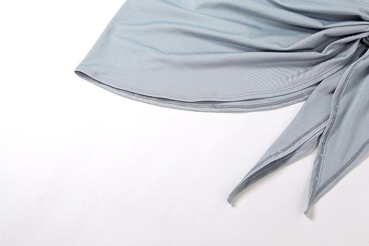 Halter V Neck knotted Ruched Bodycon Dress - Halibuy