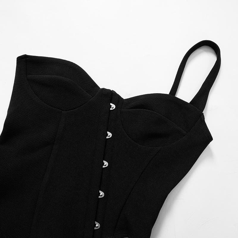 Button one shoulder irregular sleeveless low cut top  | Festival Outfits Women