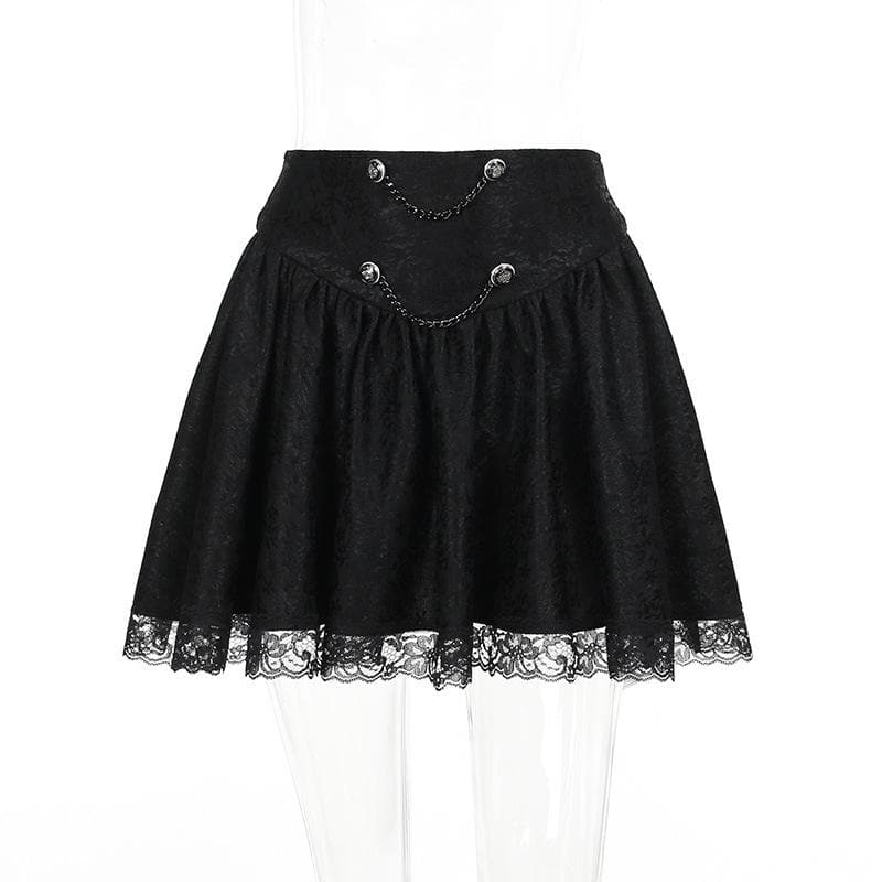 Button lace hem solid zip-up ruched mini skirt  | Festival Outfits Women