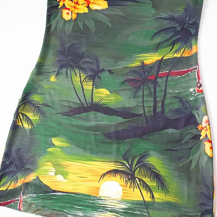 Sleeveless round neck abstract contrast mini dress - Final Sale