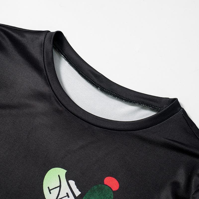 Abstract contrast long sleeve crewneck mini dress  | Festival Outfits Women