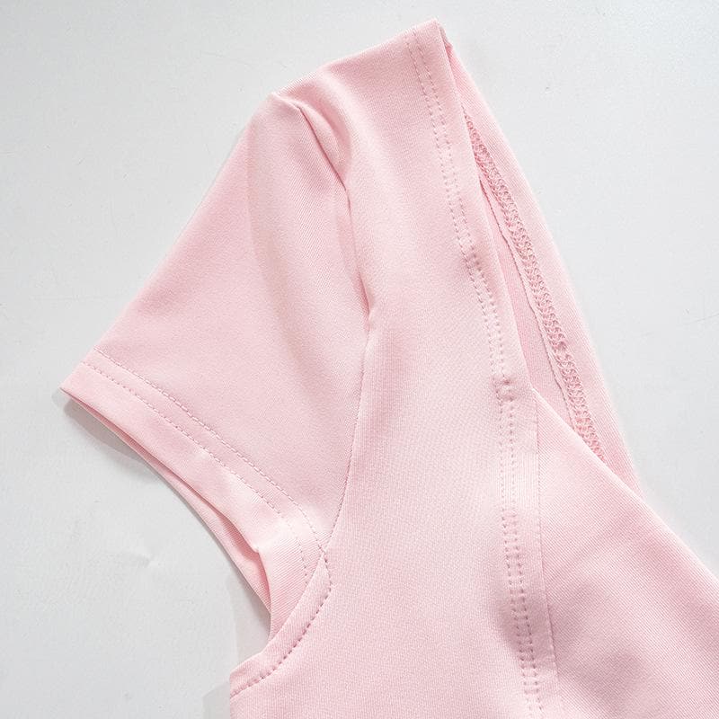 Low cut cap sleeve solid backless v neck top