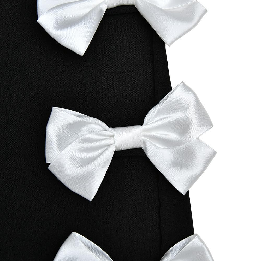 Bowknot contrast slit irregular backless tube maxi dress - Final Sale