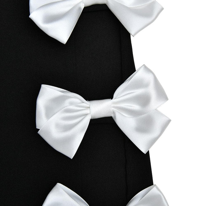 Bowknot contrast slit irregular backless tube maxi dress - Final Sale