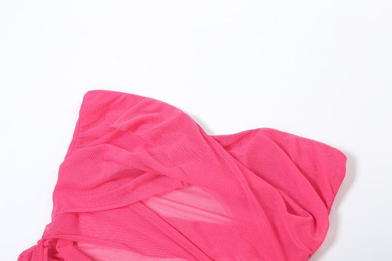 Mesh ruched hollow out see through tube cut out maxi dress  | Festival Outfits Women