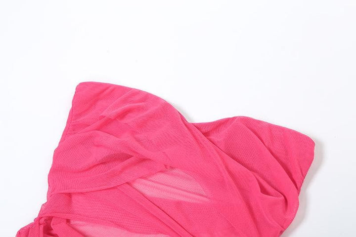 Mesh ruched hollow out see through tube cut out maxi dress  | Festival Outfits Women