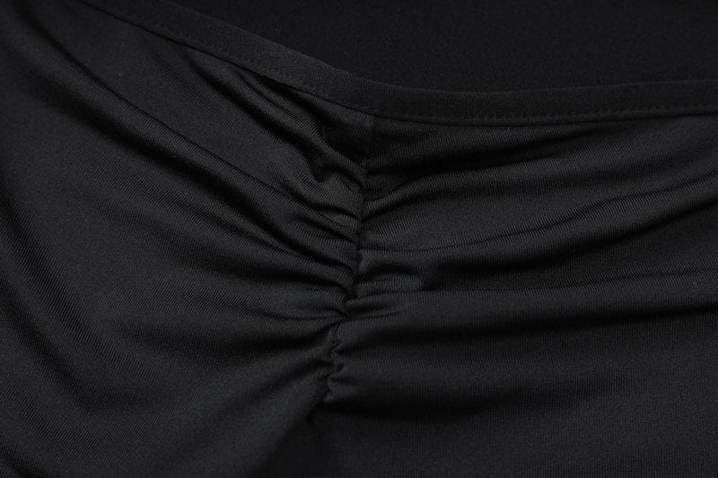 Long sleeve padded ruched flower applique hollow out cut out midi dress  | Festival Outfits Women