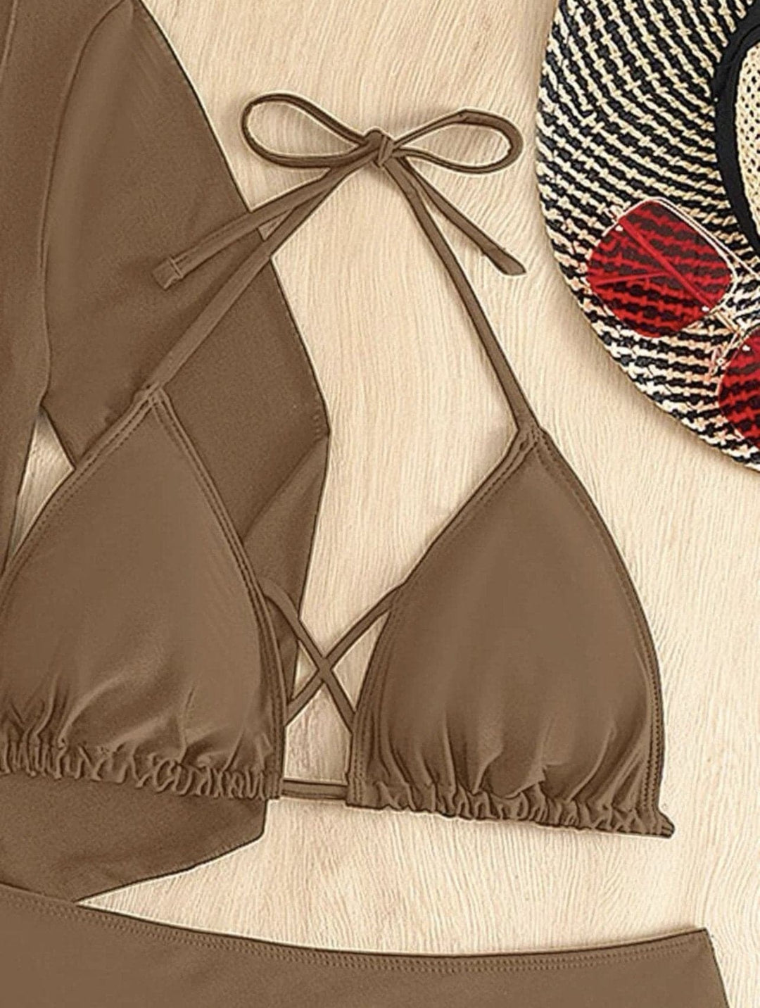 Riga mai kauri mai tsayin hannu mai ruched mai kauri da aka yi da hular baya mai kauri mai kauri mai kauri mai sassa 3 na ninkaya