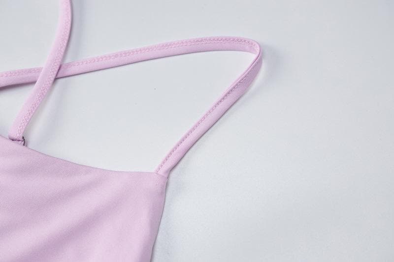 Cross back solid slit backless sleeveless midi dress-final-sale