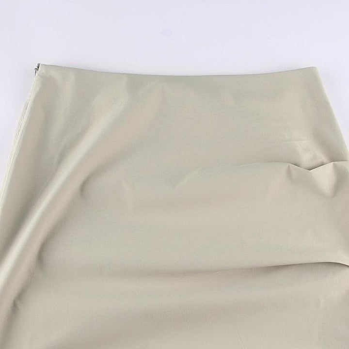 Ruched solid zip-up slit cargo maxi skirt Parachute pants