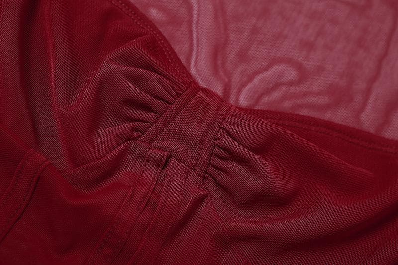 Corset mesh long sleeve solid ruched square neck crop top | Mesh Long Sleeve Crop Top  | Festival Outfits Women