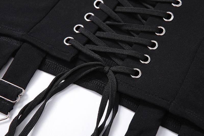 Lace up front high waist vintage skirt - Halibuy