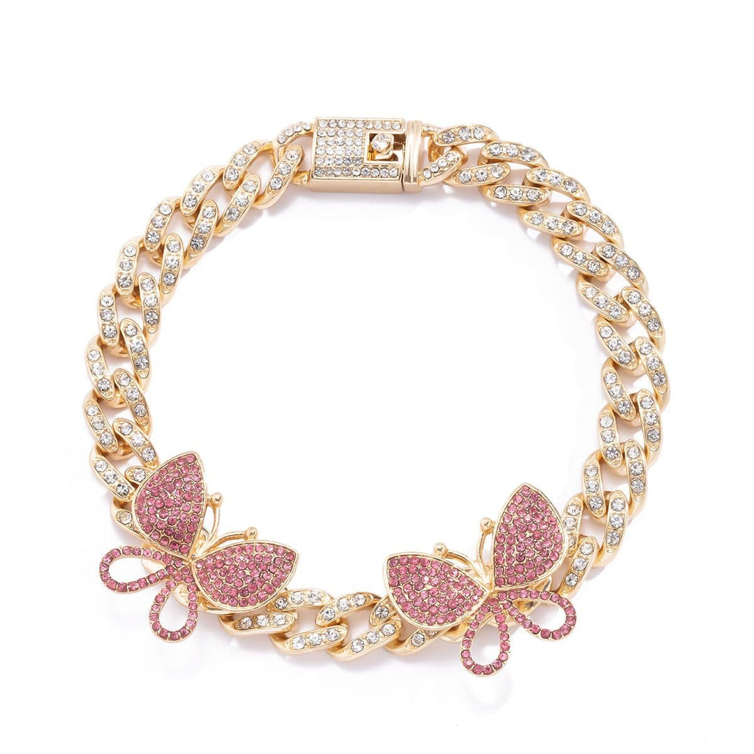 Rhinestone Decor Butterfly Charm Anklet