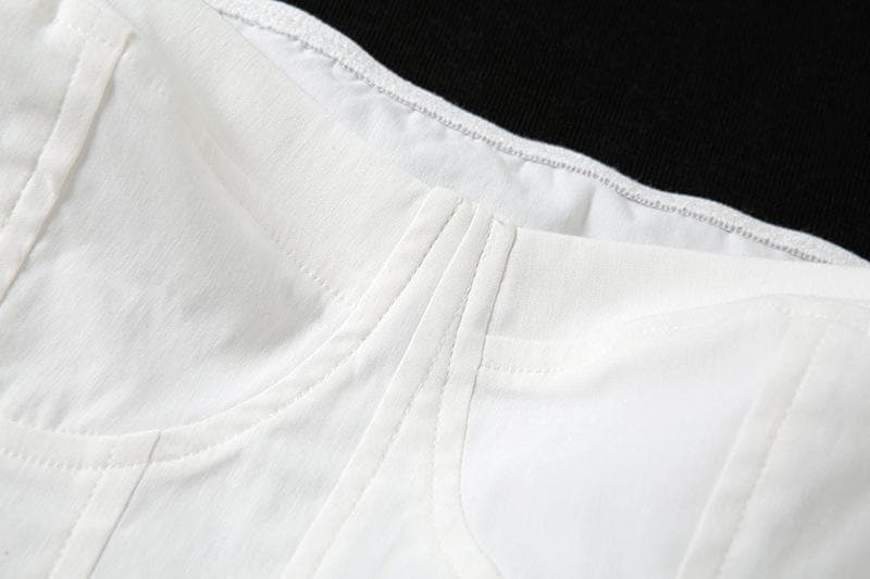 Puff sleeve heart neck corset solid top - Halibuy