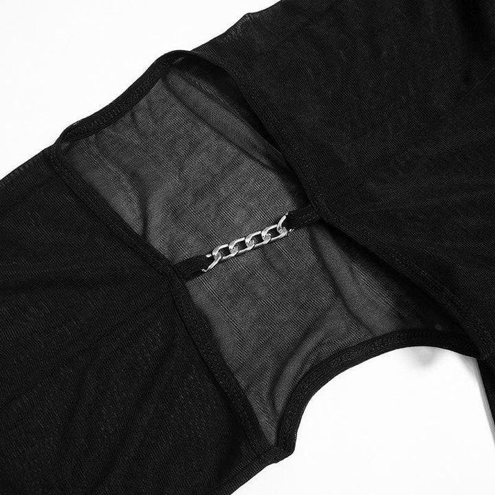 Mesh see through hollow out long sleeve solid pant set-final-sale