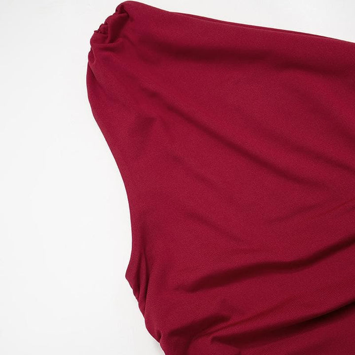 One shoulder solid irregular ruched top  | Festival Outfits Women