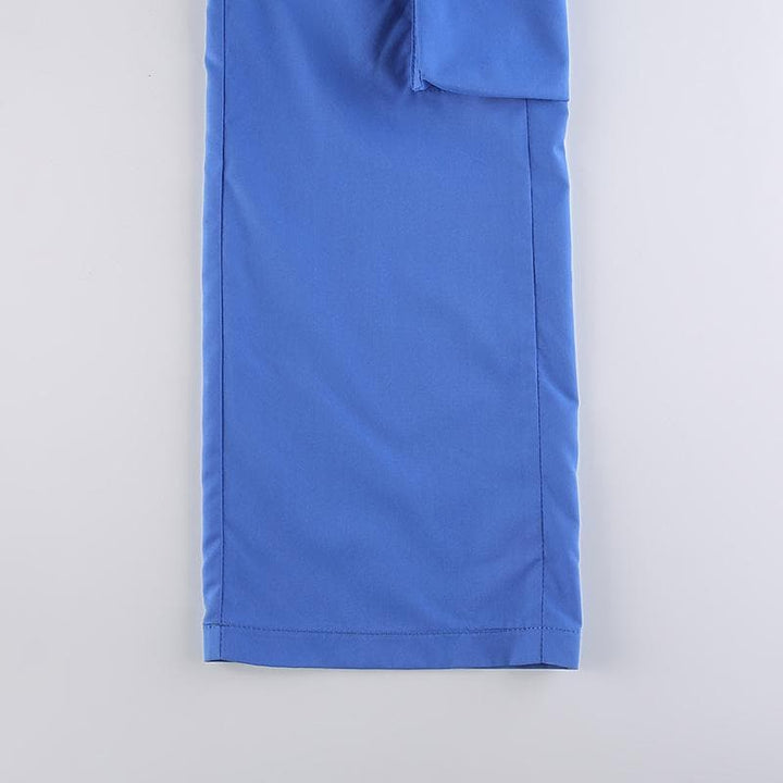 V waist pocket straight solid cargo pant Parachute pants