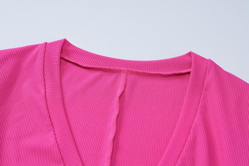 Ribbed solid long sleeve v neck jumpsuit  | Festival Outfits Women