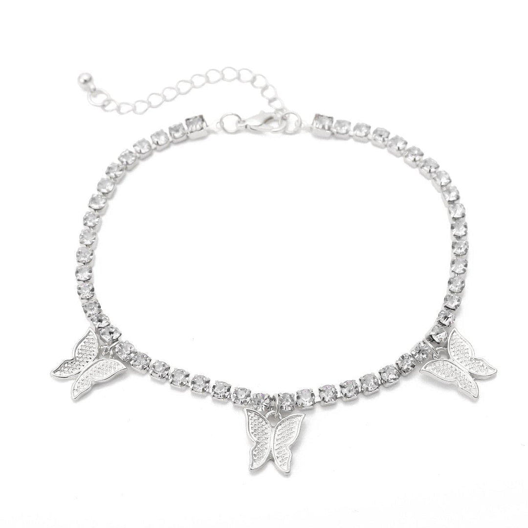 Ankle mai siffar malam buɗe ido mai siffar rhinestone