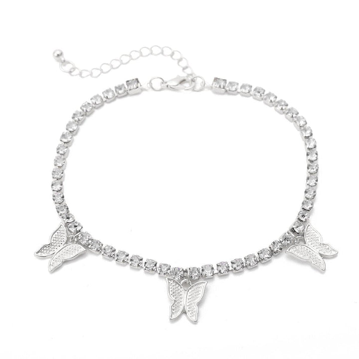 Ankle mai siffar malam buɗe ido mai siffar rhinestone