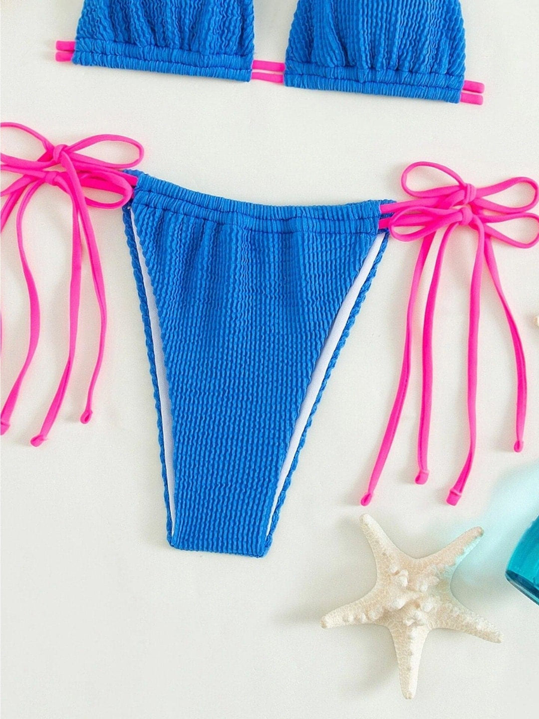 Kayan ninkaya na bikini masu kama da juna na Halter contrast
