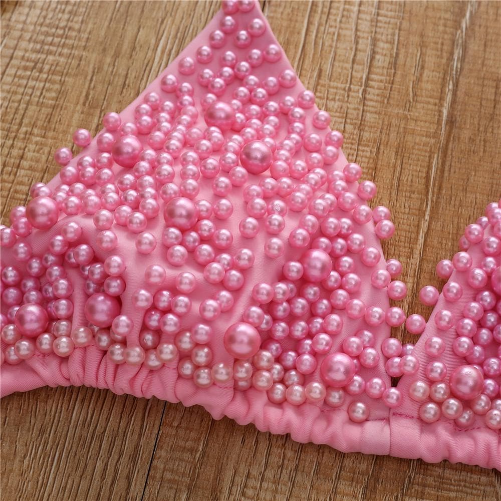 Kayan wanka na bikini mai laushi mara baya tare da sandar Pearl