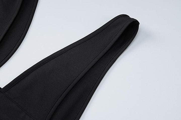 Sleeveless low cut hollow out solid backless cut out maxi dress