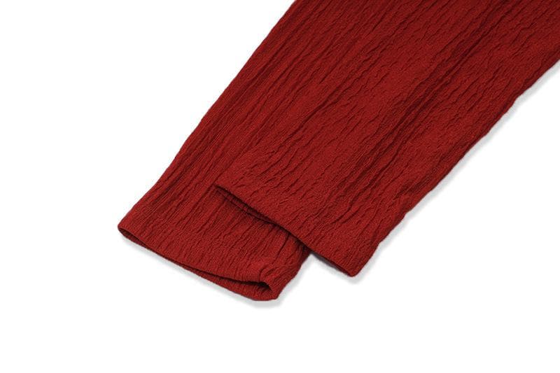 Long sleeve textured solid square neck crop top