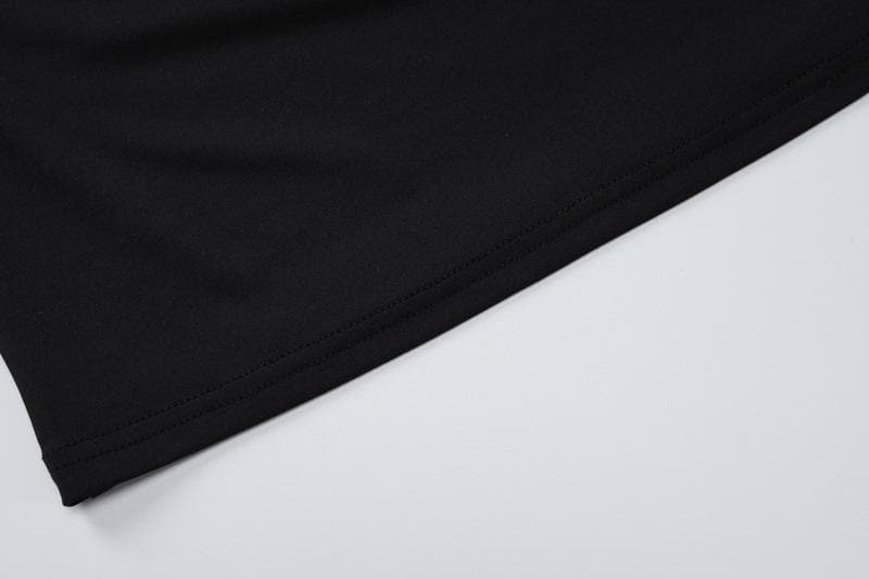 Long sleeve gloves irregular hollow out crewneck cut out maxi dress  | Festival Outfits Women