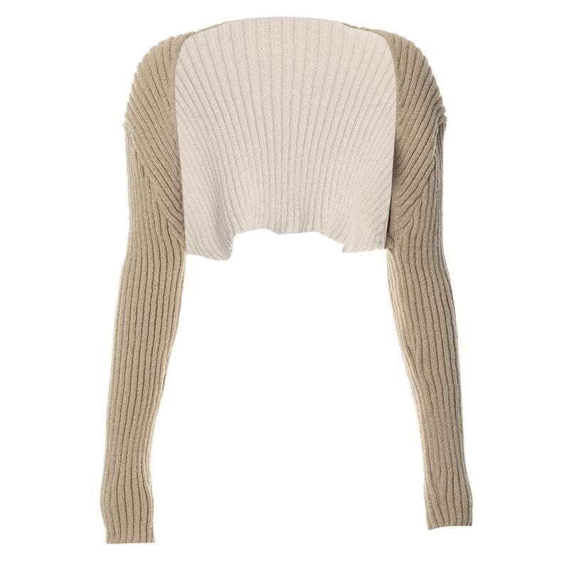 Long sleeve knitted solid shrug top-final-sale