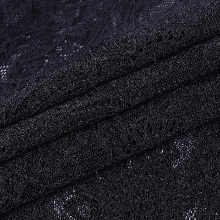 Flared sleeve lace slit v neck solid crop top-final-sale