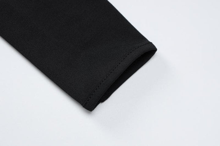 Long sleeve high neck mesh patchwork irregular bodysuit  | Festival Outfits Women