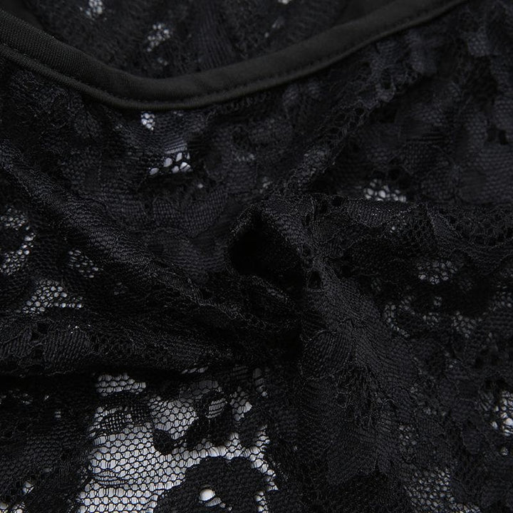 Lace slit v neck solid backless cami crop top