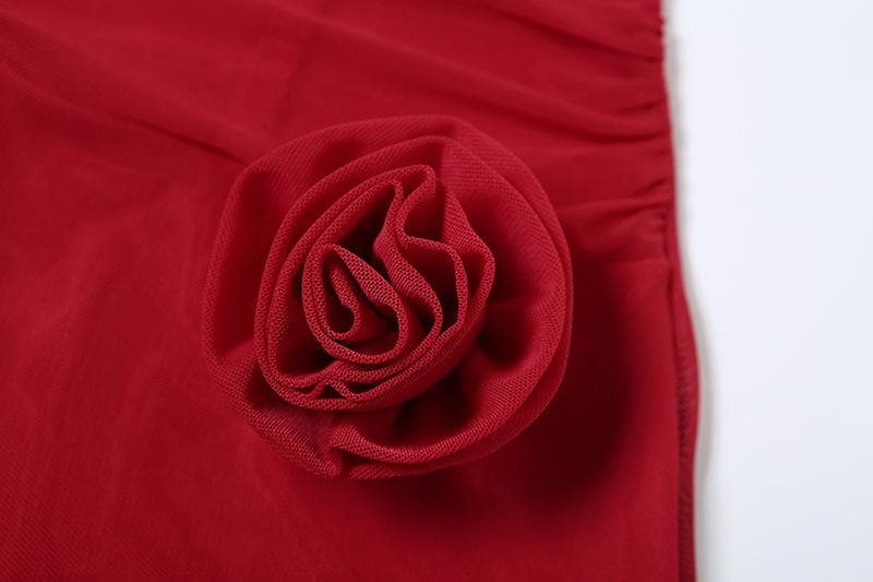 Cowl neck sheer mesh flower applique cami mini dress  | Festival Outfits Women