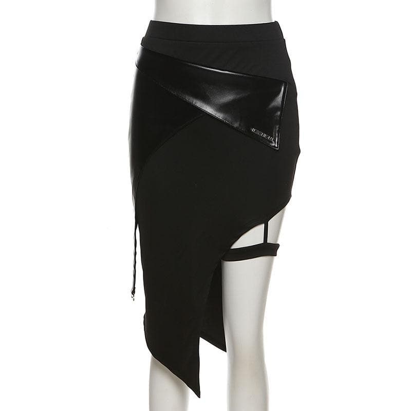 Irregular thigh slit midi skirt - Halibuy