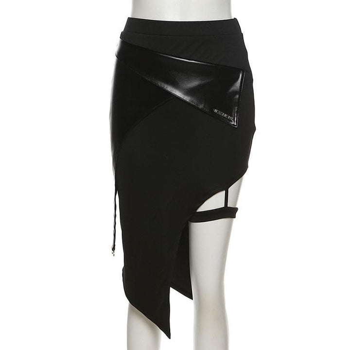 Irregular thigh slit midi skirt - Halibuy