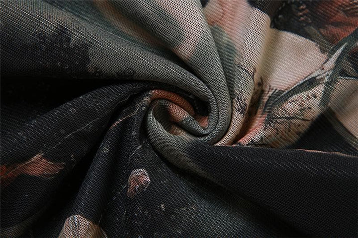 Abstract corset halter contrast print backless mini dress  | Festival Outfits Women