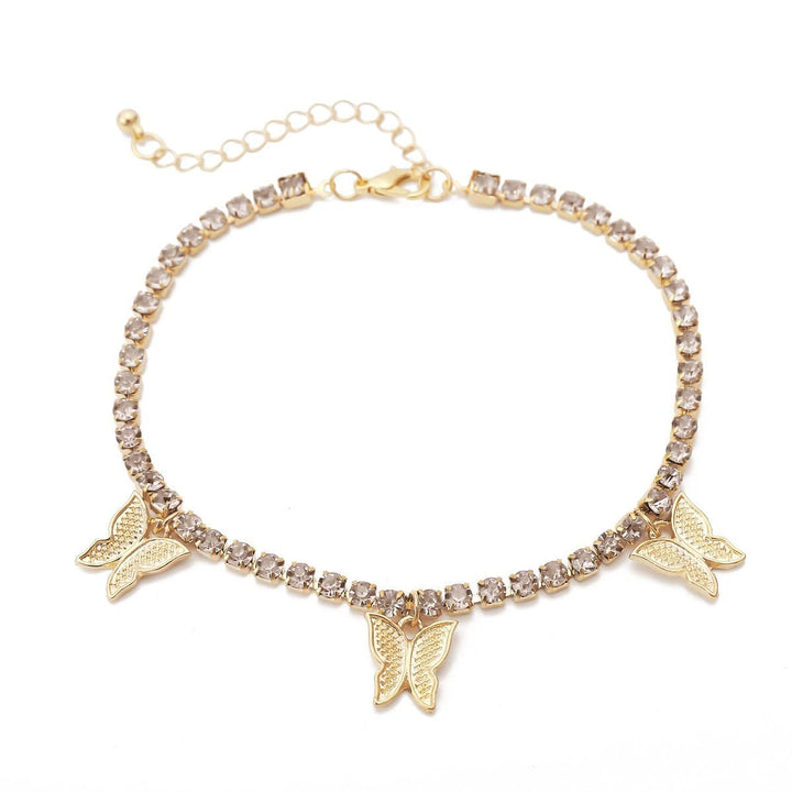 Ankle mai siffar malam buɗe ido mai siffar rhinestone