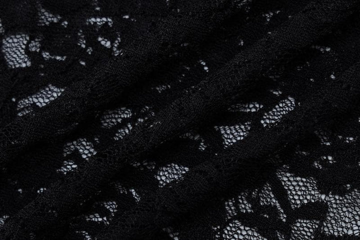 Lace see through long sleeve solid crewneck maxi dress
