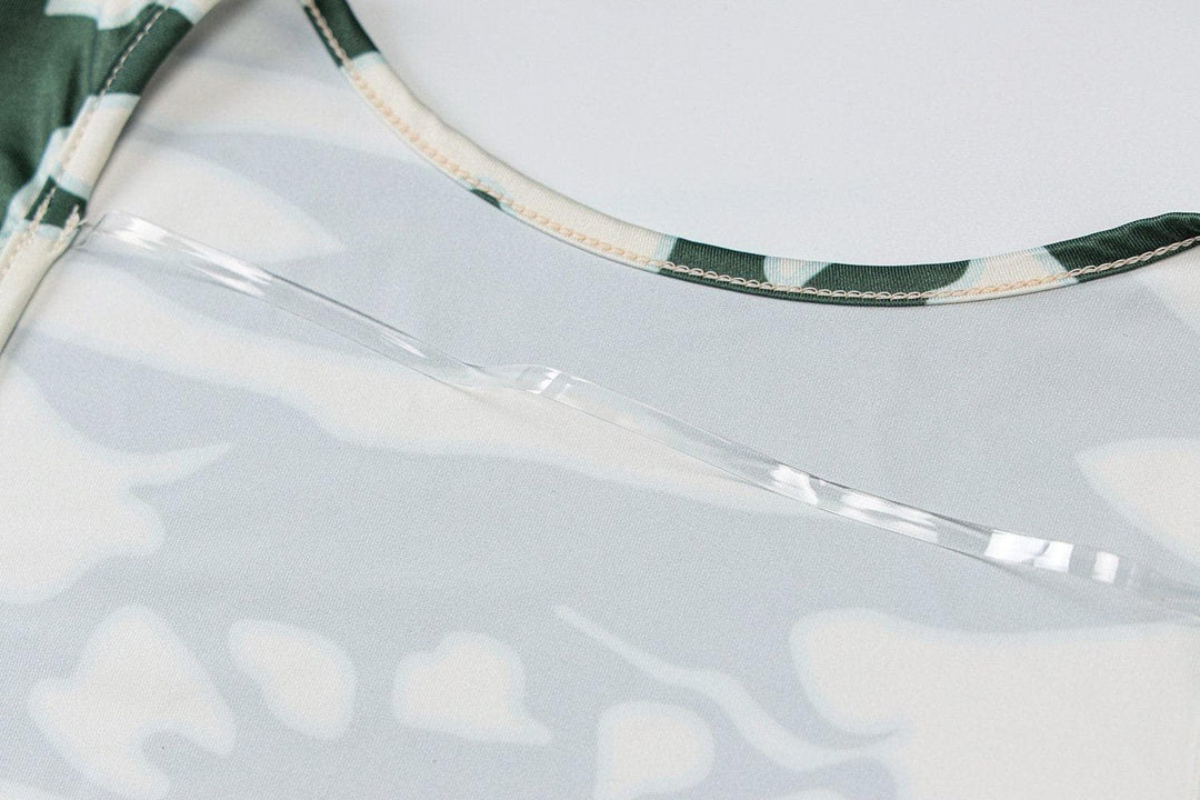 Long sleeve backless print midi dress - Halibuy