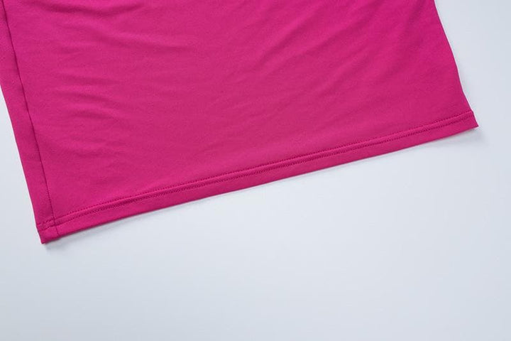 Flower applique cowl neck backless solid maxi dress