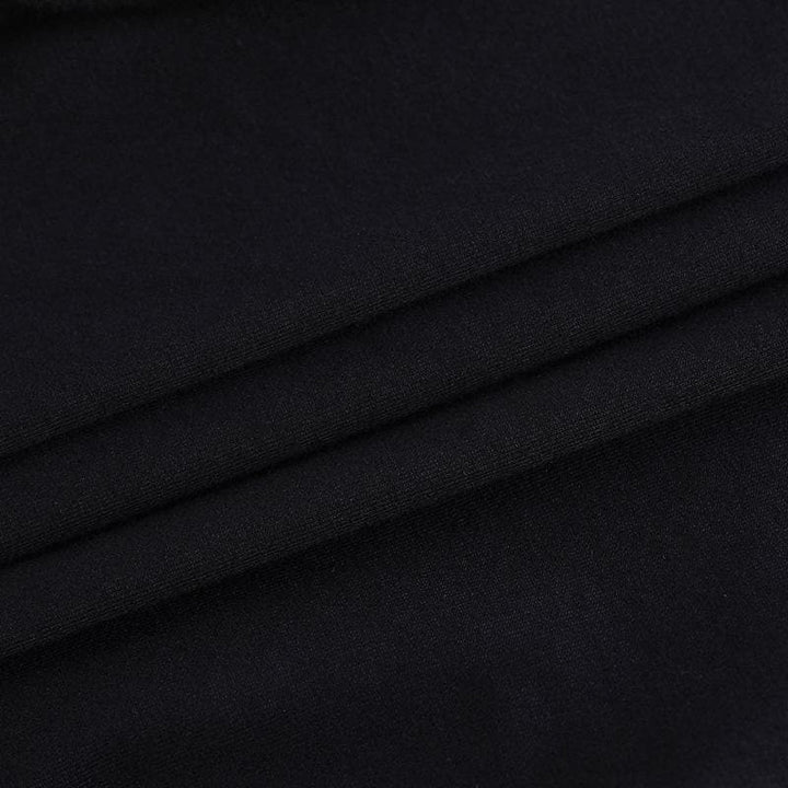 Fishnet patchwork off shoulder buckle long sleeve crop top