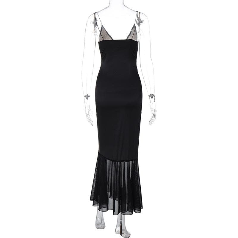 Lace patchwork contrast ruched v neck backless midi dress  | Festival Outfits Women