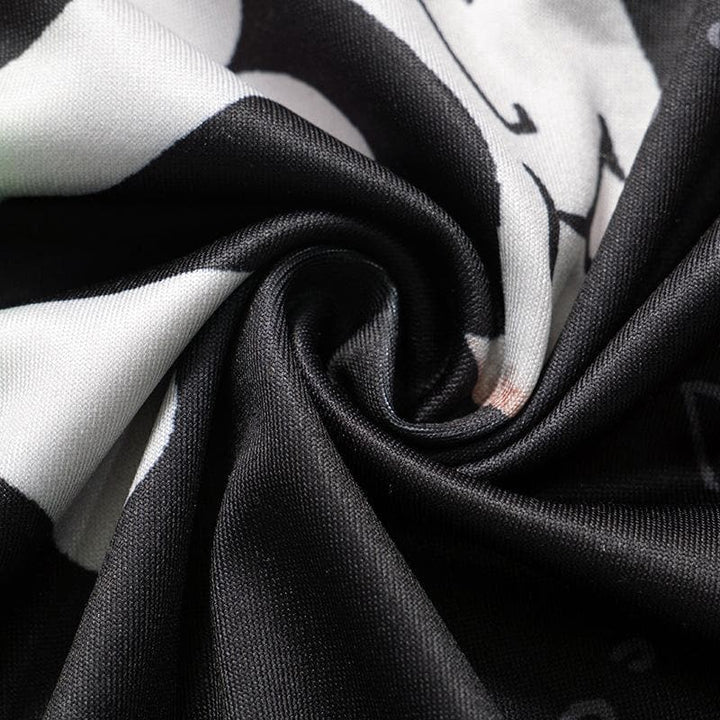 Abstract contrast long sleeve crewneck mini dress  | Festival Outfits Women